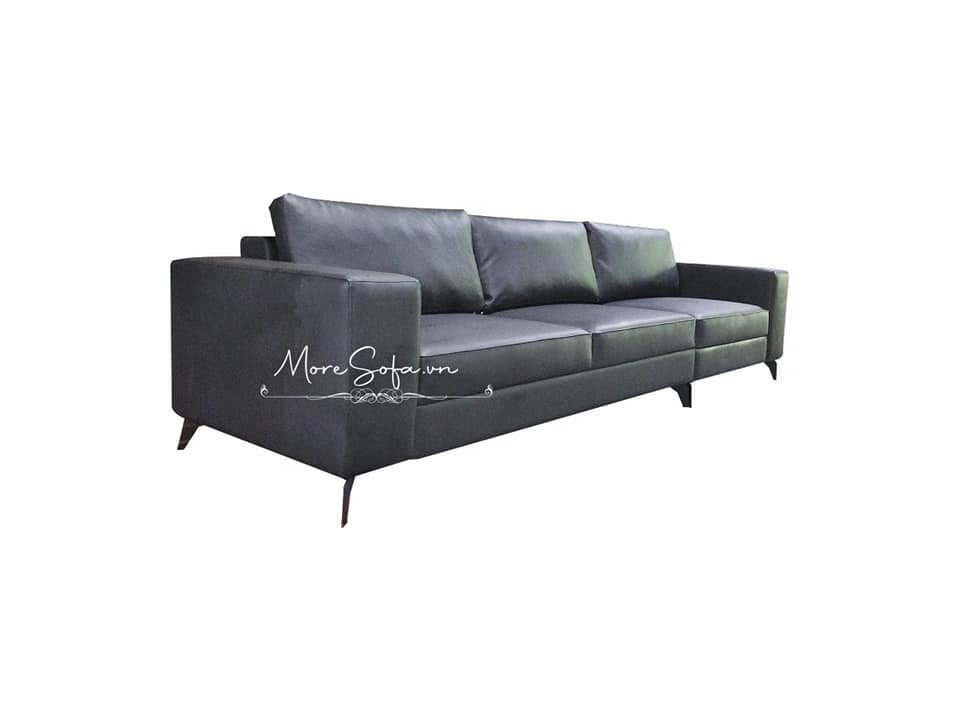 Sofa văng dài có tựa bọc da màu đen hiện đại thoải mái cho sử dụng, được nhiều gia chủ tin dùng cho không gian, tính thẩm mỹ cao.